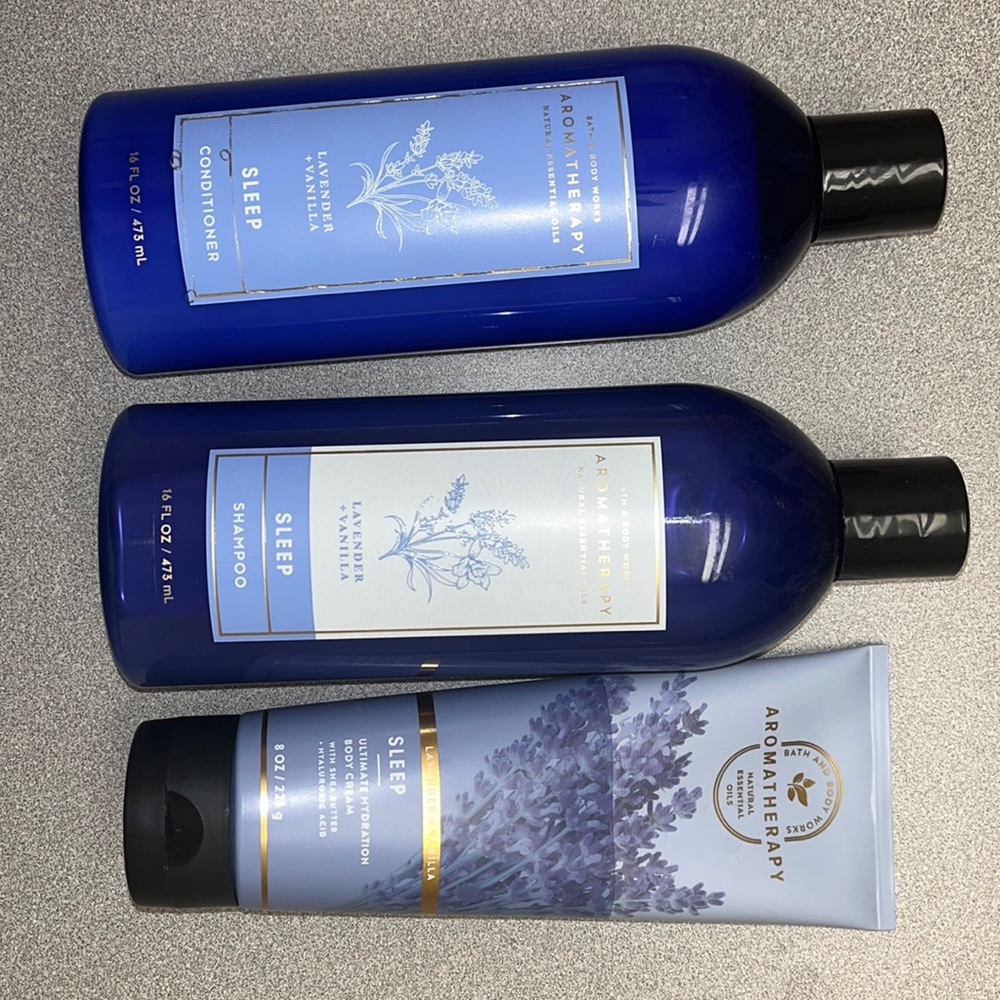Bath and body works shampoo, conditioner and lotion. Lavender and vanilla.
